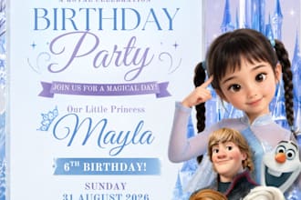 design kid birthday invitation cartoon theme