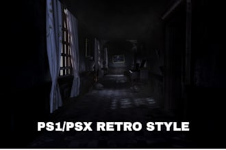 create retro ps1 psx style low poly terrain and horror game environments