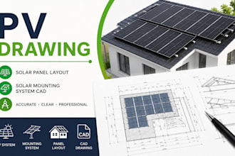 design pv drawing, solar mounting system cad and solar panel layout