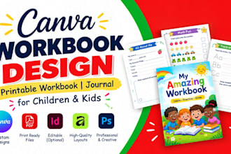 canva workbook design printable workbook journal children kids workbook design