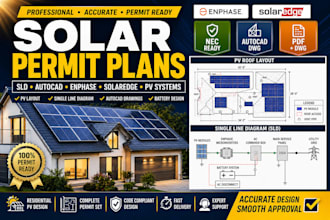 design solar permit plans, sld, autocad, enphase, solaredge, pv systems