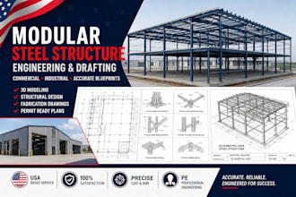 modular steel structure engineering drafting commercial industrial blueprints