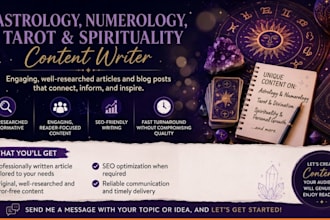 write astrology, numerology, and tarot reading articles for your website or blog