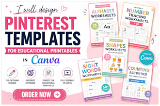 design pinterest templates for educational printables in canva