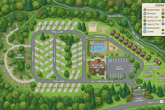 design custom 2d 3d  resort map, hotel, campground, rv park and property maps