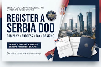 register a serbia doo llc company with virtual office, banking tax setup