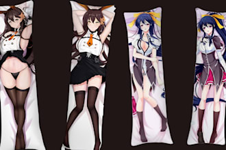 draw custom dakimakura, anime girl, body pillow, itasha art for your oc