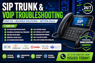 fix troubleshoot sip trunk volp, 3cx  asterisk call issues freepbx cloud pbx