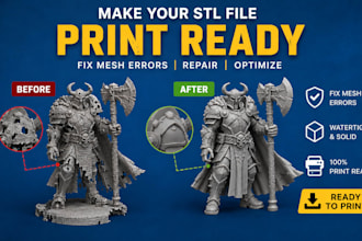 make your stl file print ready, fix mesh errors, repair optimize broken models