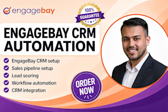 setup engagebay crm sales pipeline lead scoring workflow automation integration