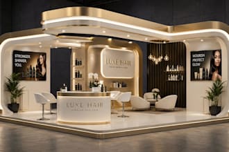design 3d trade show booth and exhibition stand with realistic rendering