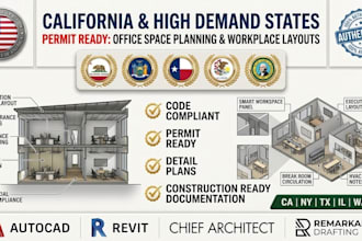 draft commercial office space planning and workplace floor plan layouts