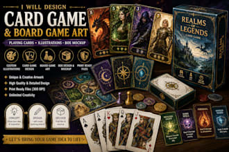 design card game design card illustration board game art playing card box mockup