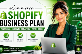 write ecommerce shopify business plan with financial growth strategy pitch deck