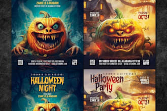 design a retro 80s 90s horror poster or halloween flyer movie music
