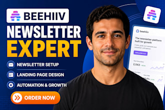 setup beehiiv newsletter, website, landing page and automation