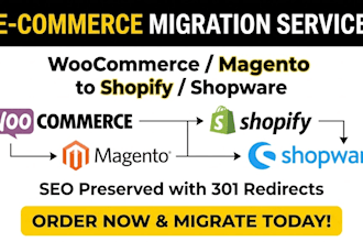 migrate ecommerce woocommerce magento to shopify shopware website 301 redirect