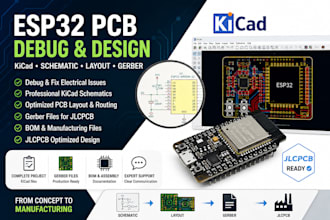 debug esp32 pcb, fix kicad schematic, pcb layout, gerber and jlcpcb files