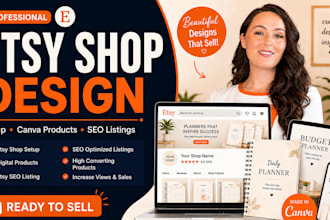 design etsy digital products shop setup seo listings and product mockups