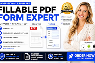 create a fillable PDF form, invoice, order form and editable PDF