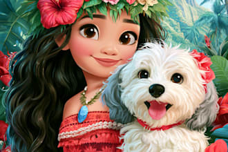 do princess portrait female focused disney pet portrait art