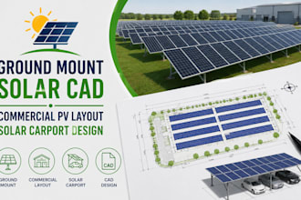 create ground mount solar cad commercial pv layout and solar carport design