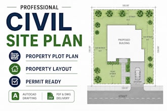 design civil site plan, property plot plan ,permit layout