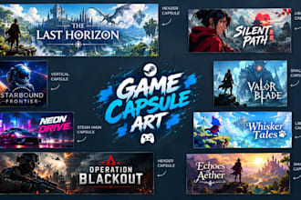 design professional steam capsule art, game key art and steam store assets