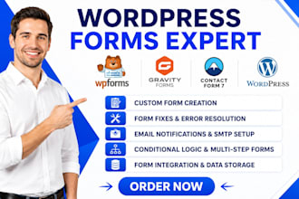 create or fix wp forms, wordress forms, gravity forms,contact form 7, formidable