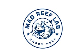 make cool modern logo with mascot for mad reef lab