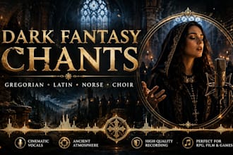sing epic dark fantasy gregorian chants, latin monk, norse, sacred choir vocals