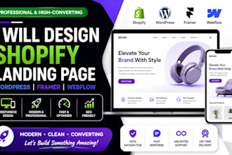 design shopify store landing page design wordpress framer  webflow website