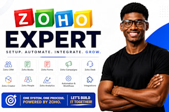 setup zoho crm, zoho one, analytics zoho form, zoho automation as zoho expert