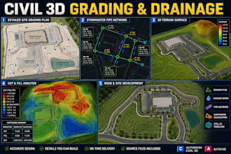 design civil 3d grading drainage site development,  earthwork plans in fl ca tx