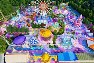 design 3d playground, amusement park and recreational spaces