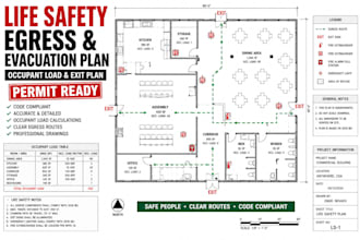 usa architect egress life safety occupant load exit plans fire evacuation plan