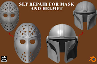 repair 3d mask helmet stl, fix mesh, stl errors, optimize for 3d printing