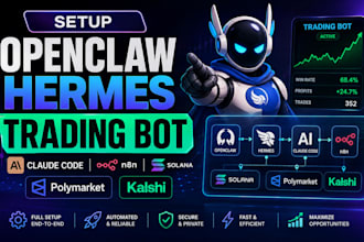 setup openclaw hermes trading bot claude code n8n solana polymarket kalshi bot