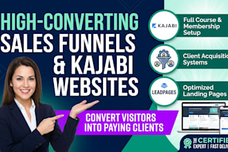 design kajabi website coaching funnel and leadpages landing page