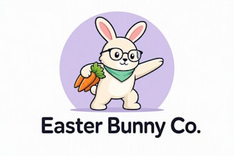 design easter bunny dabbing wearing glasses carrying carrots logo very fast