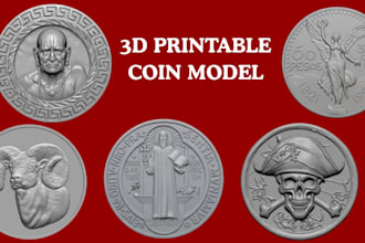 design custom 3d coin, challenge coin, medallion, bas relief, medal and stl file