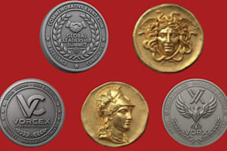 design custom 3d coin, challenge coin, medallion, bas relief, medal and stl file