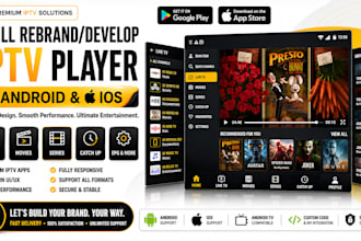 develop, rebrand and customize iptv player app, streaming app, ott, tizen app