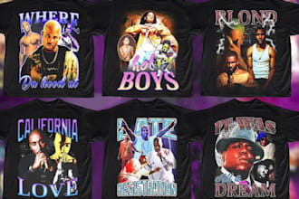create 90s vintage bootleg tshirt logo design for your brand