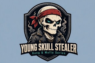 do young skull stealer gang and mafia series mascot logo youtube gaming clan