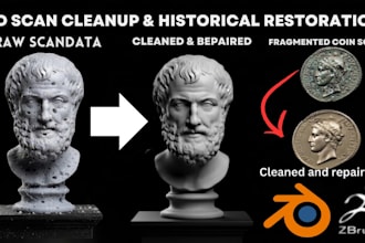 3d scan cleanup, repair in blender mesh, fix and edit stl file optimize 3d model