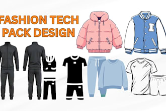 design fashion clothing activewear streetwear techpack for your brand