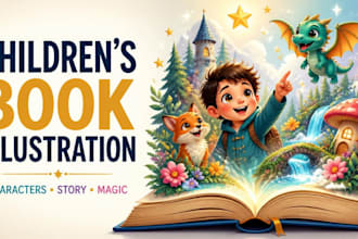 create premium 3d children book illustration and 3d characters