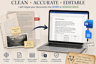 retype PDF, scanned, handwritten or image documents