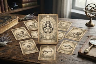 design vintage zodiac cards, oracle, tarot cards with antique astrology artwork